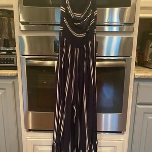 Striped jumpsuit with flared legs